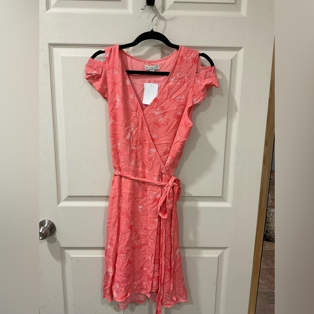 Halston Cold Shoulder Wrap Dress